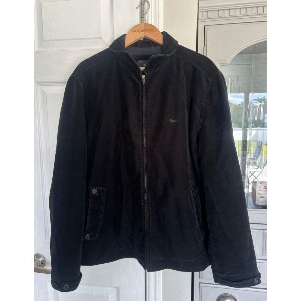 VTG Lacoste 54/6 (XL) Men's Heavyweight Full Zip Black Jacket Crocodile Logo